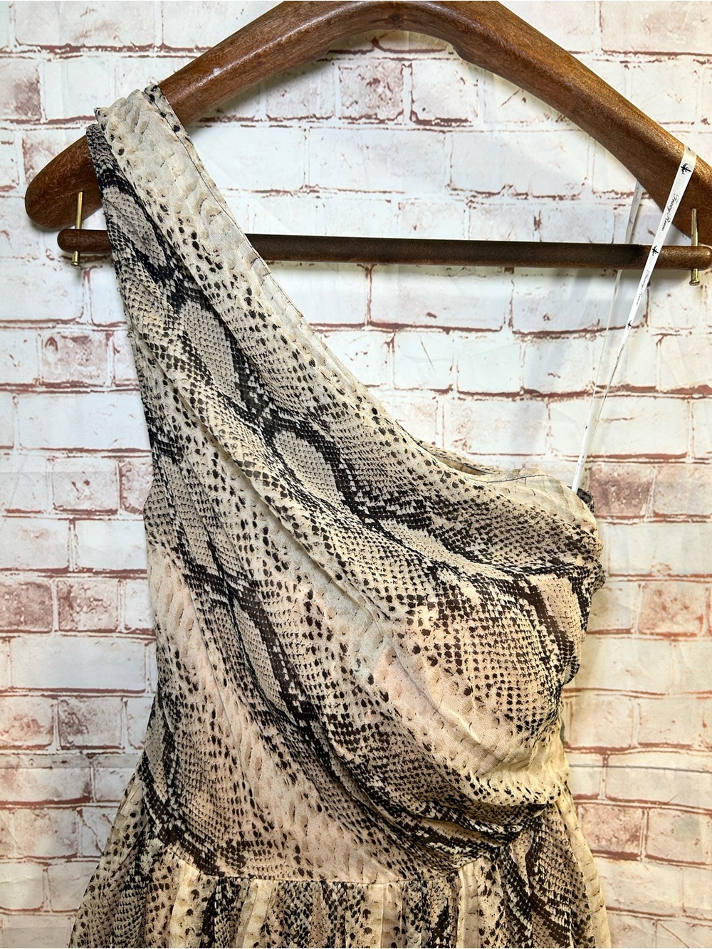 Tracy Reese One-Shoulder Python Print Silk Chiffon Cocktail Dress Homecoming - Picture 3 of 13